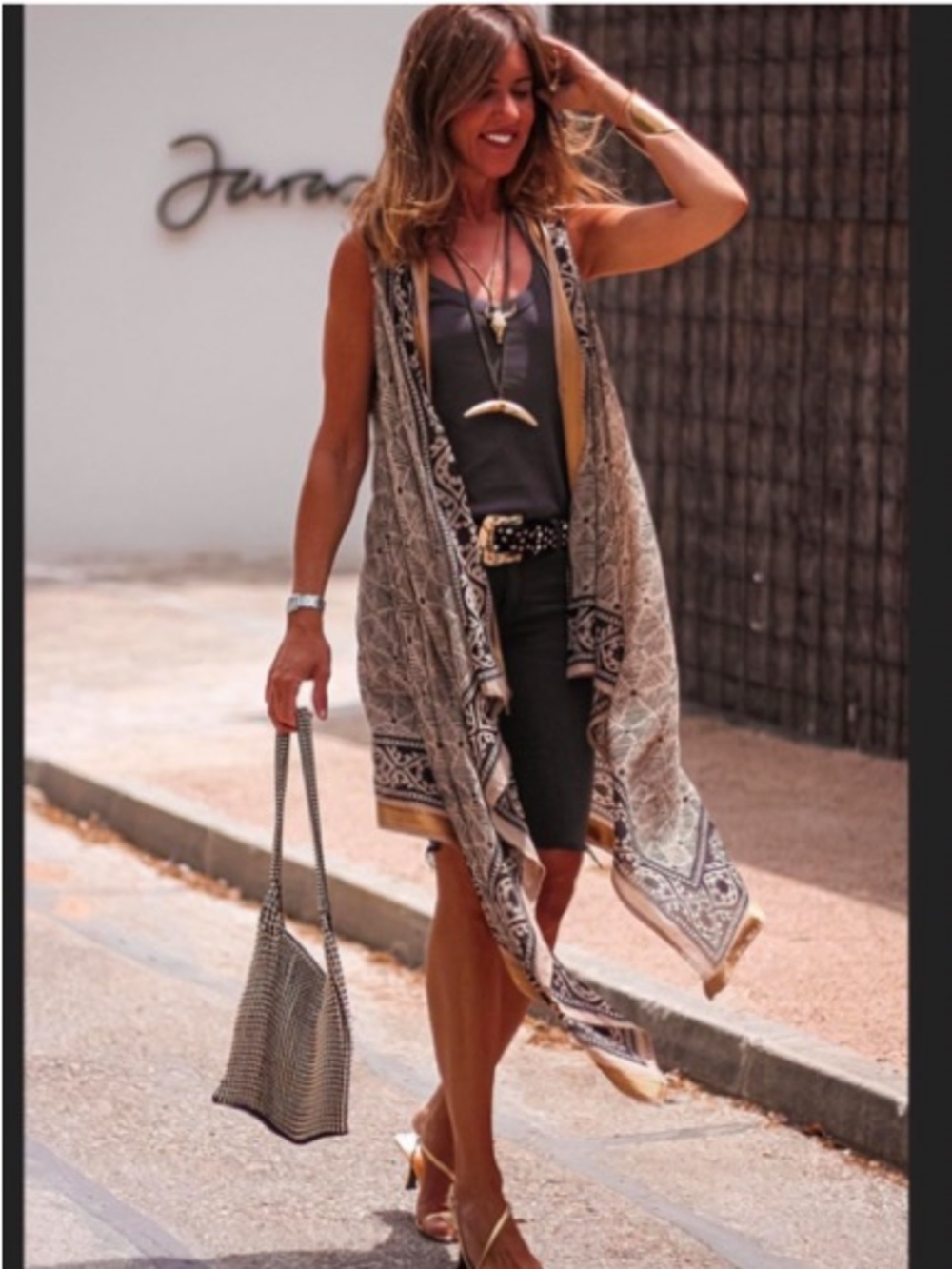 NEW• Atelier Jai Minimalist Lightweight Paisley Kimono Vest - Neutral Tones• L